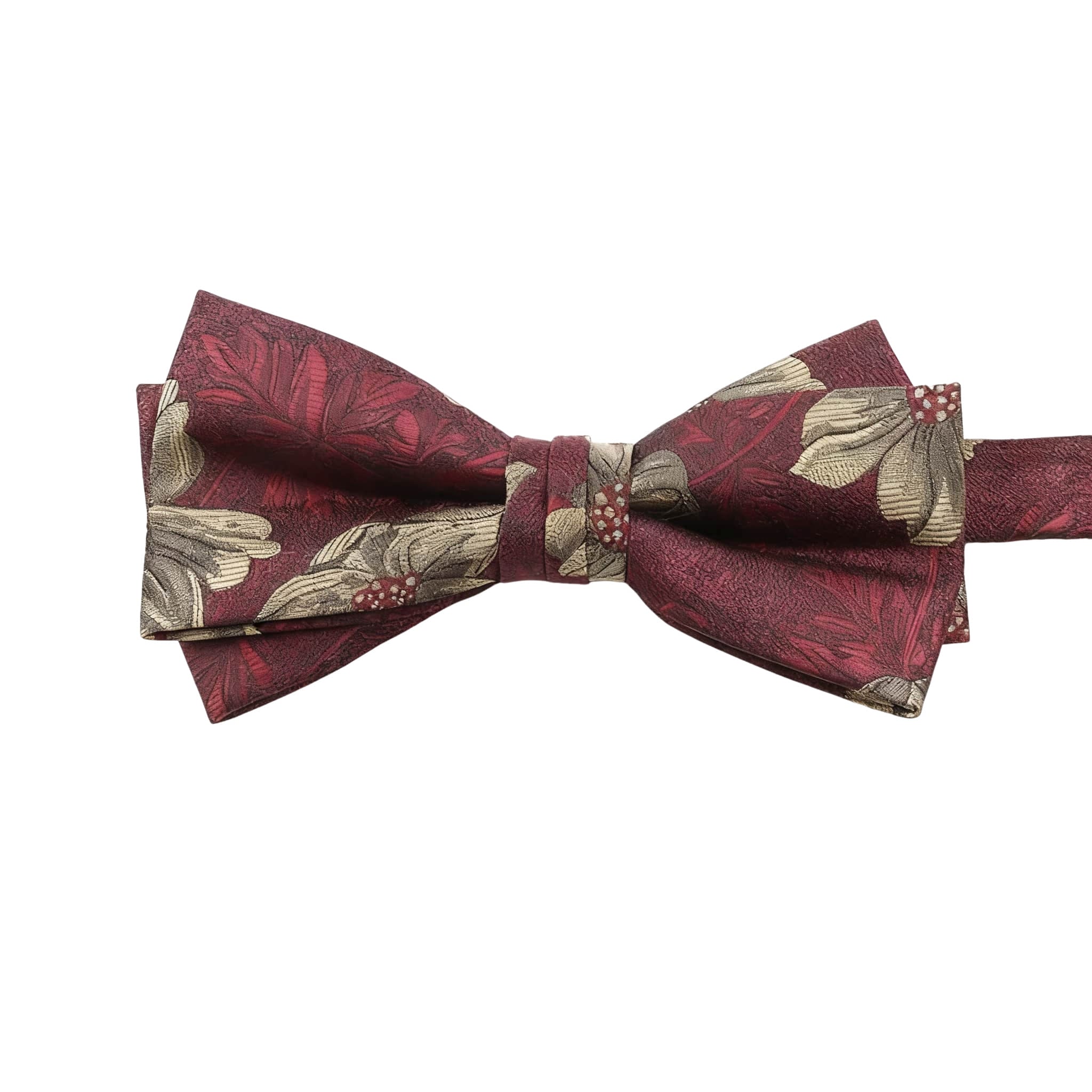 Burgundy Gold Floral Bowtie