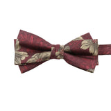 Burgundy Gold Floral Bowtie