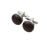 Brown Silver Solid Cufflink