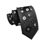 Black White Floral Necktie