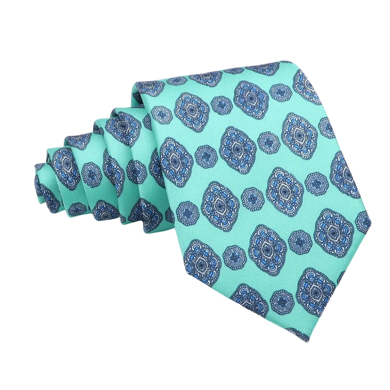Mint Green with Blue Medallion Necktie