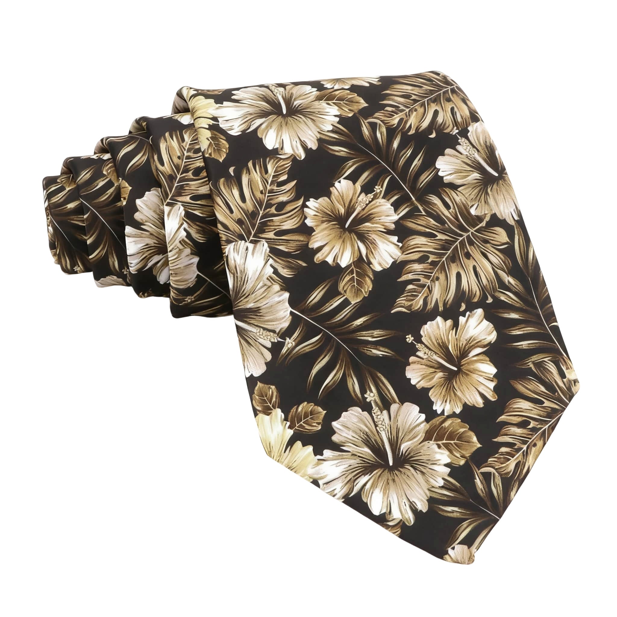 Black Brown Floral Necktie