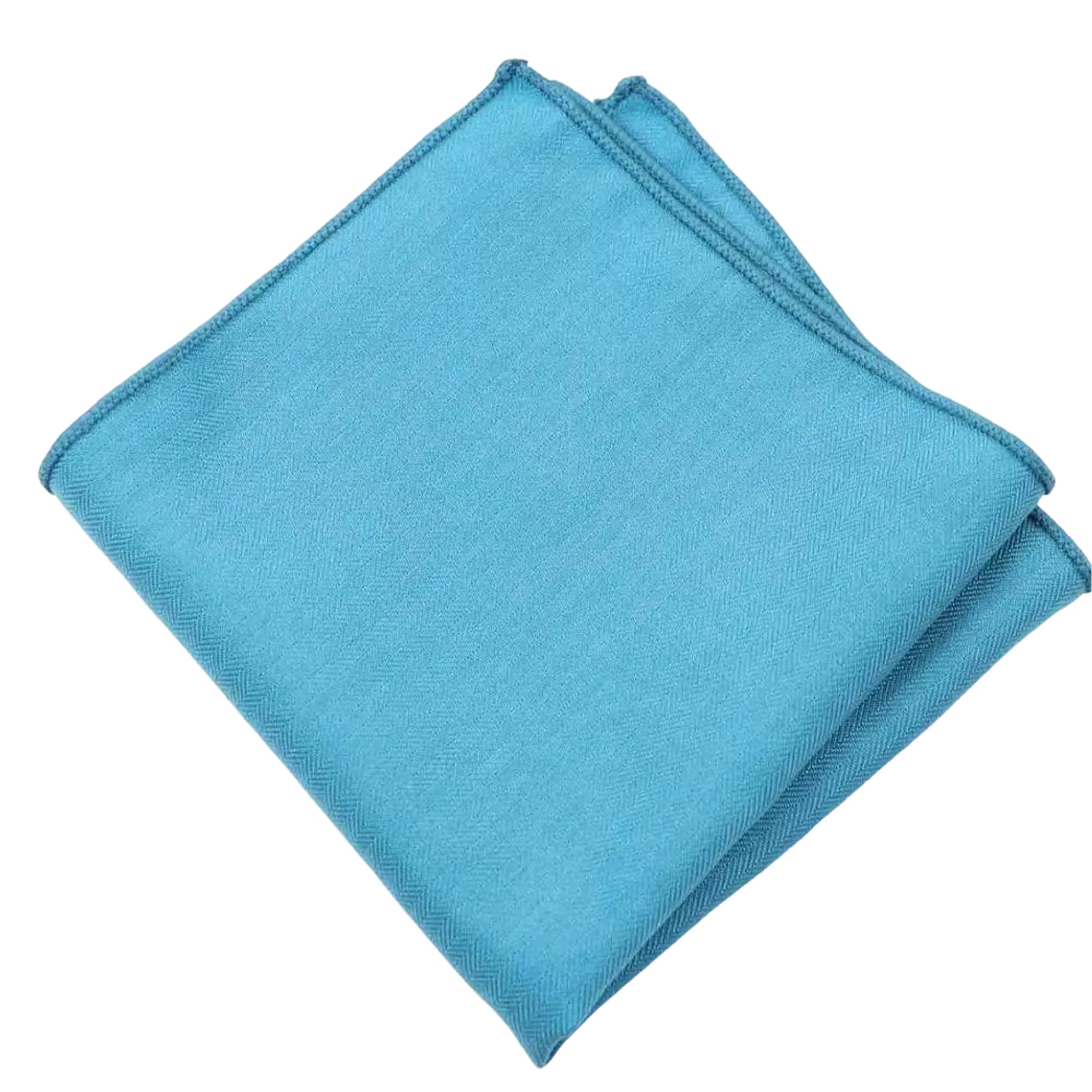 Teal Herringbone Pocket Square