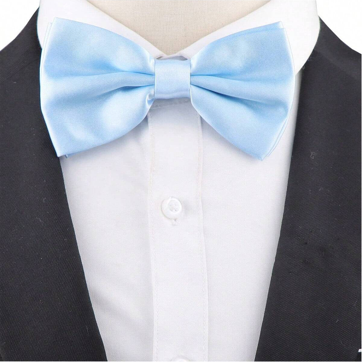 ZONFAZ Silk Solid Color Bowtie for Men Classical Formal Casual Wedding Business Bow Tie