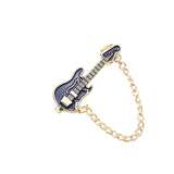 Navy Blue Gold Guitar Lapel Pin