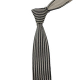 Beige Black Striped Knitted Tie