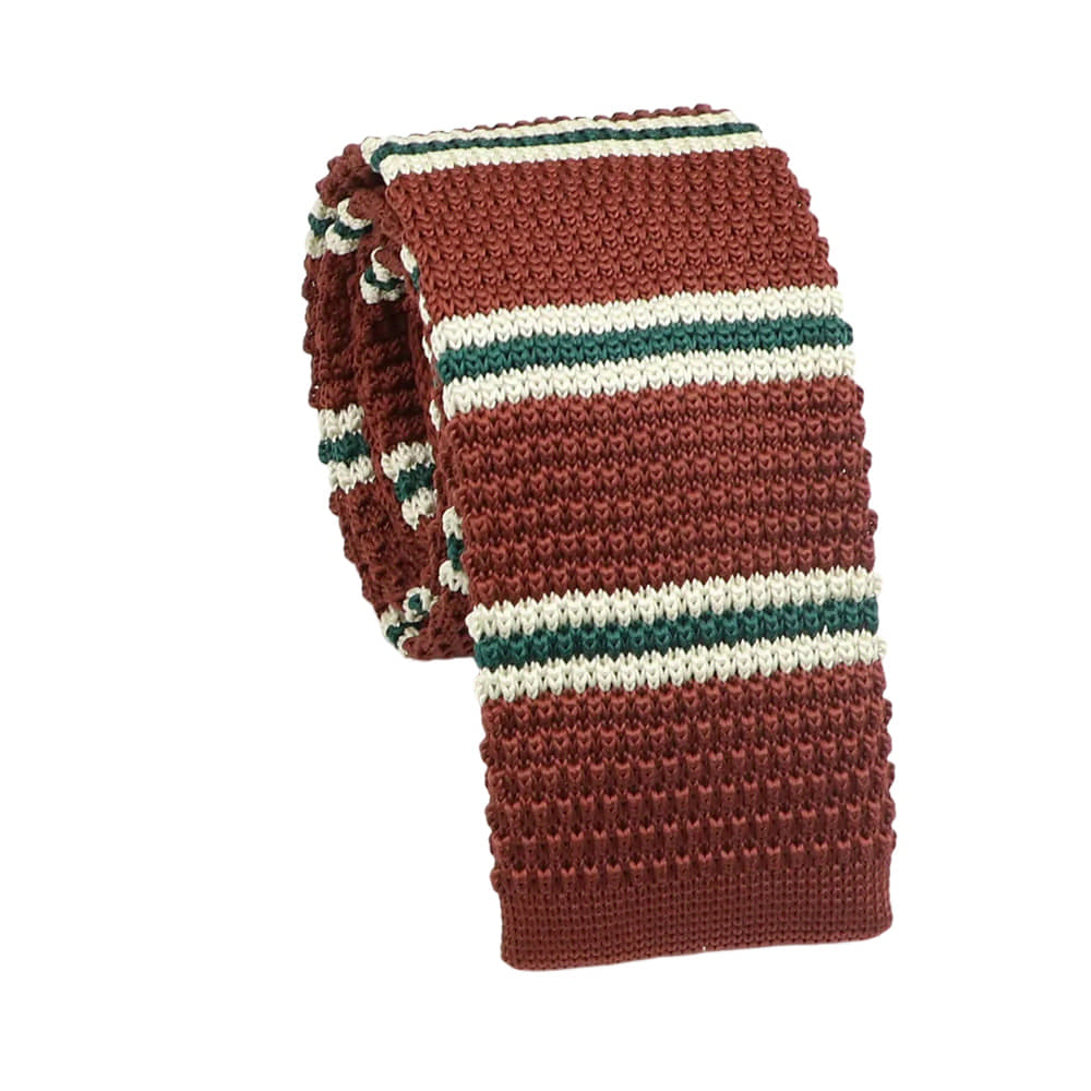 Brown Green Striped Necktie