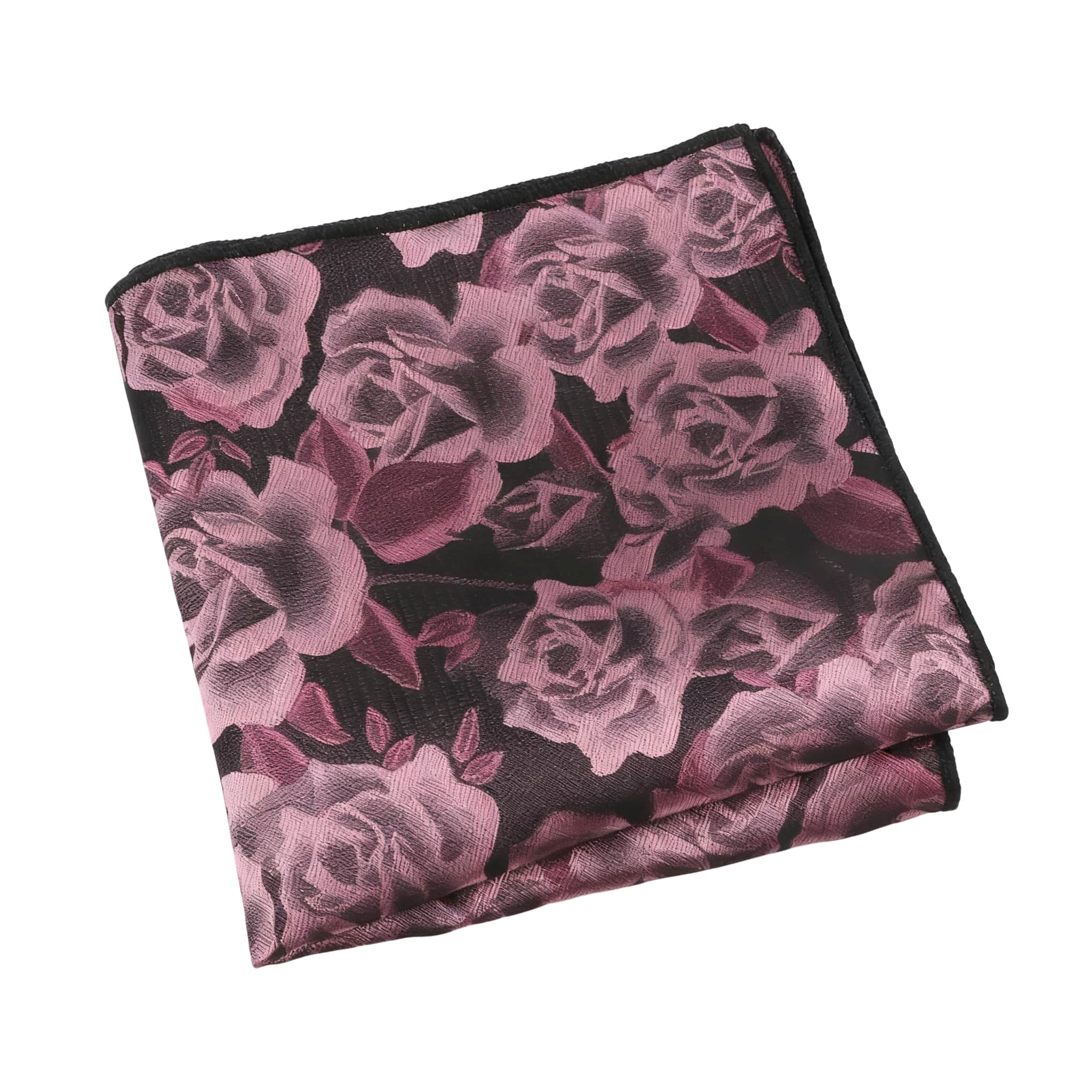 Black Rose Floral Pocket Square