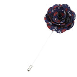 Navy Blue Red Floral Lapel Pin