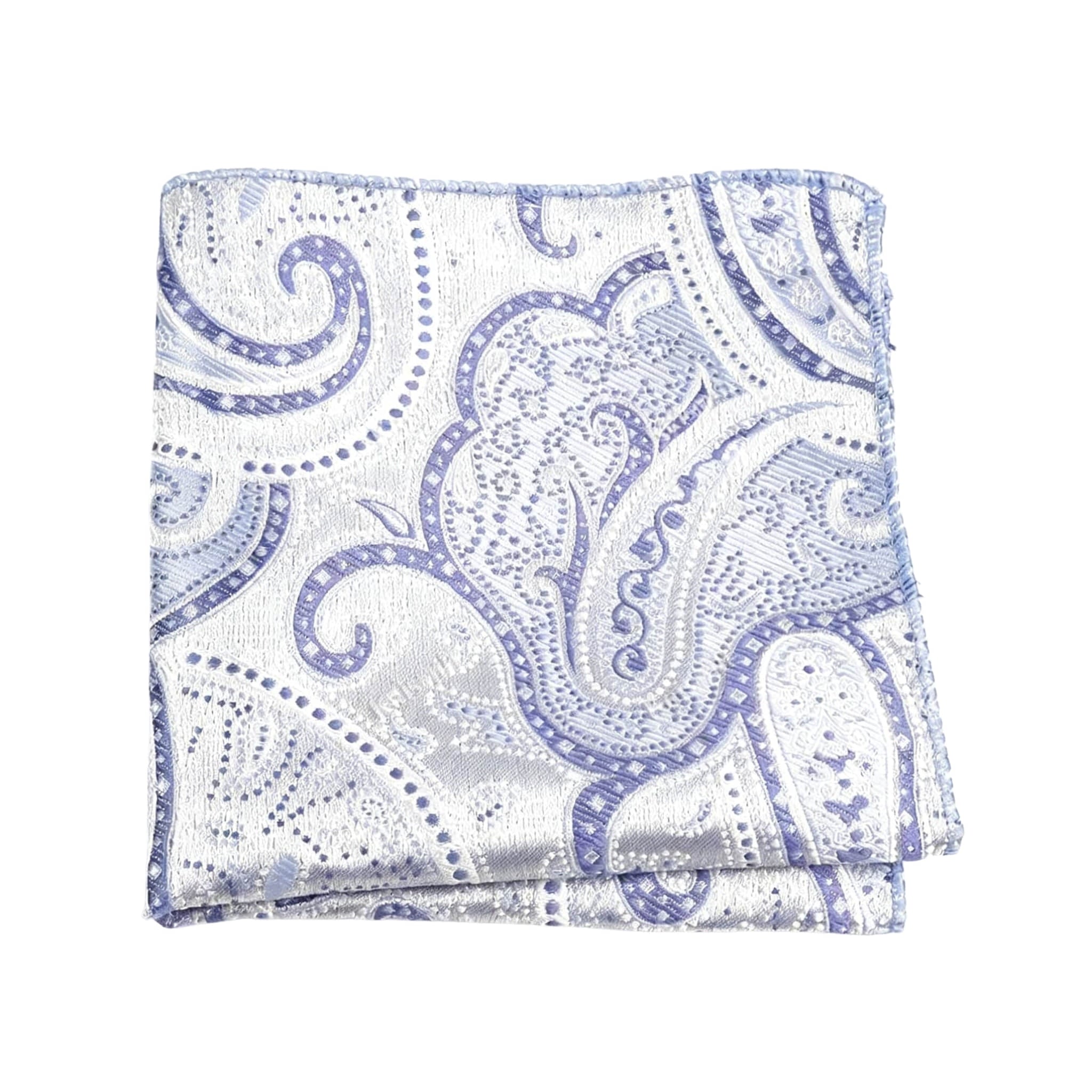 Silver Blue Paisley Pocket Square