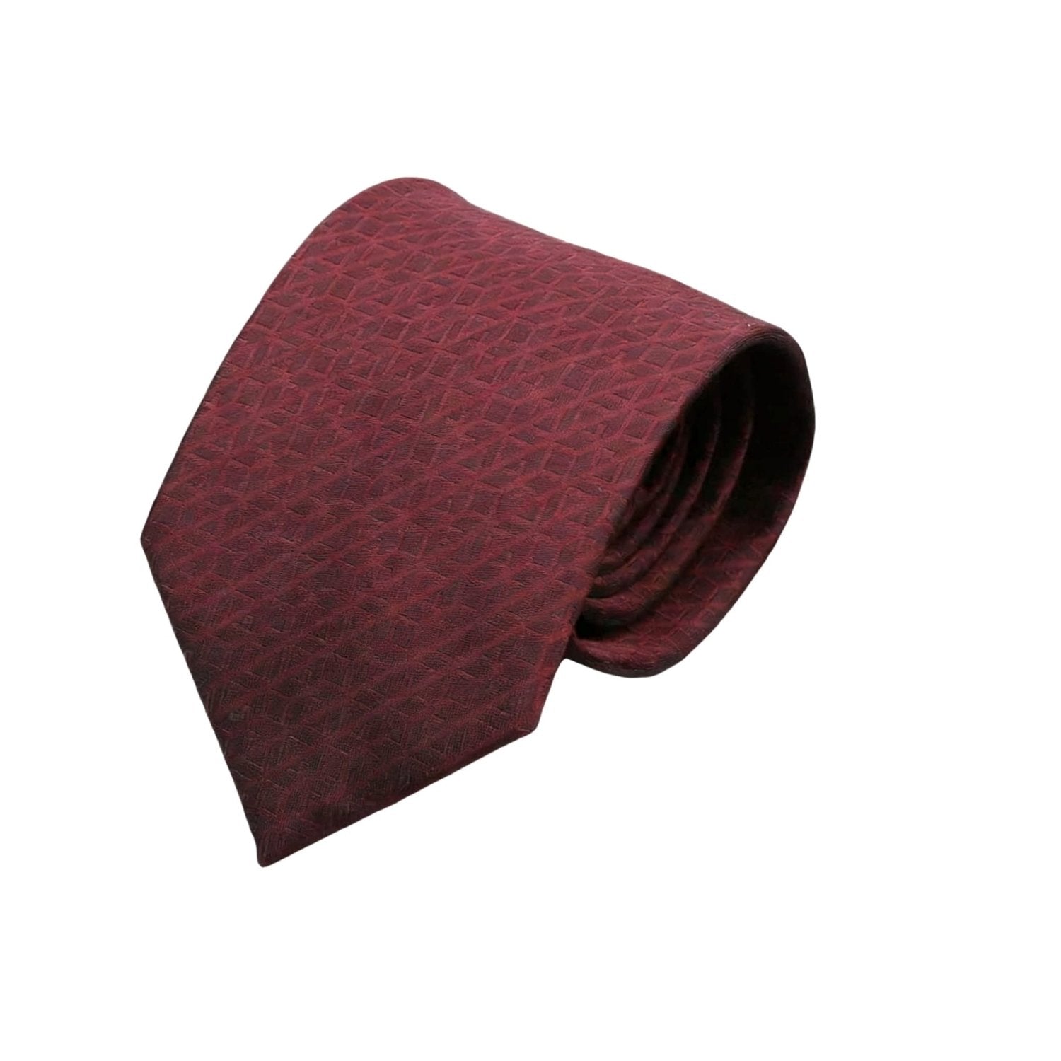 Burgundy with Dark Burgundy Diagonal Grid Necktie