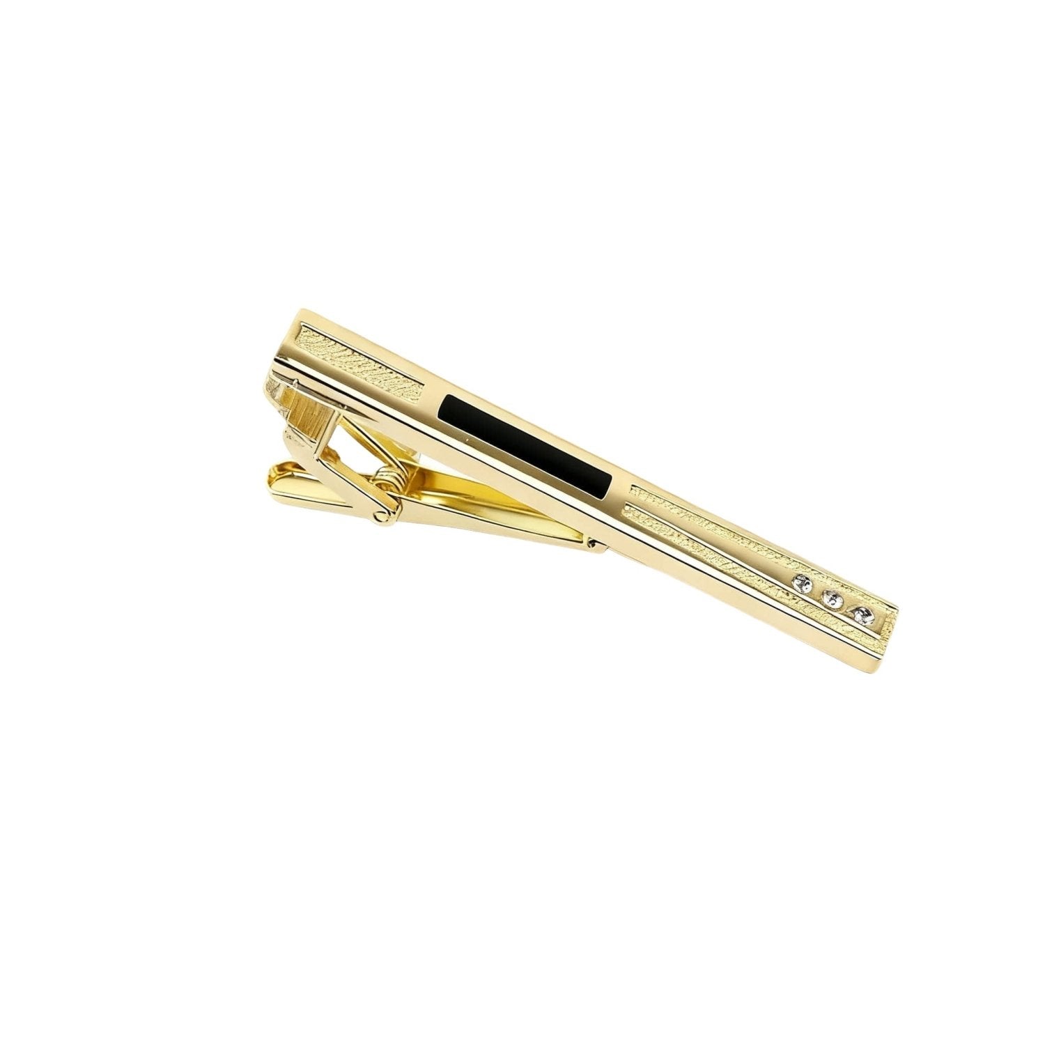 Silver With Black Stripe Crystal Tie Bar