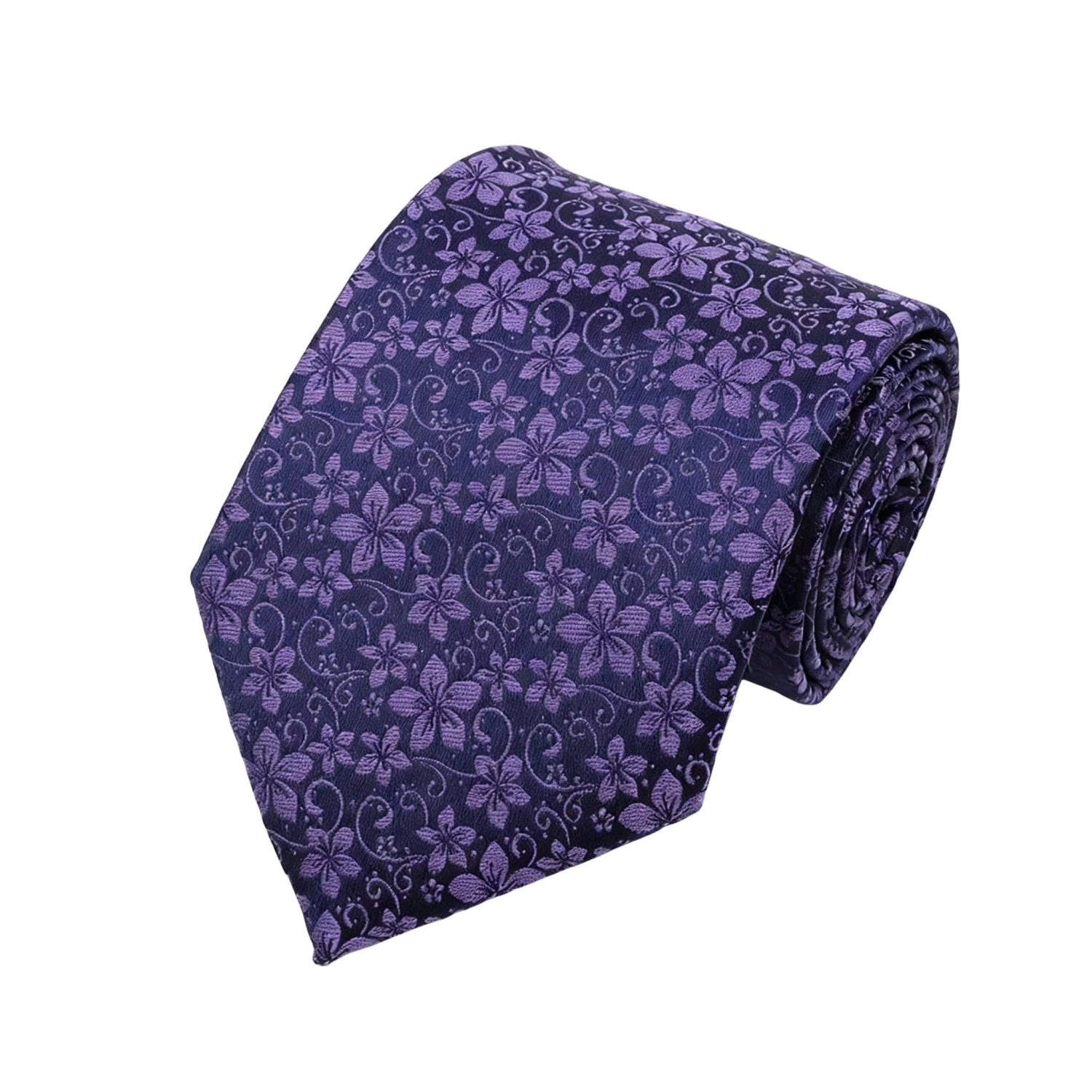 Dark Purple with Light Purple Floral Necktie