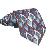 Burgundy Blue Abstract Necktie