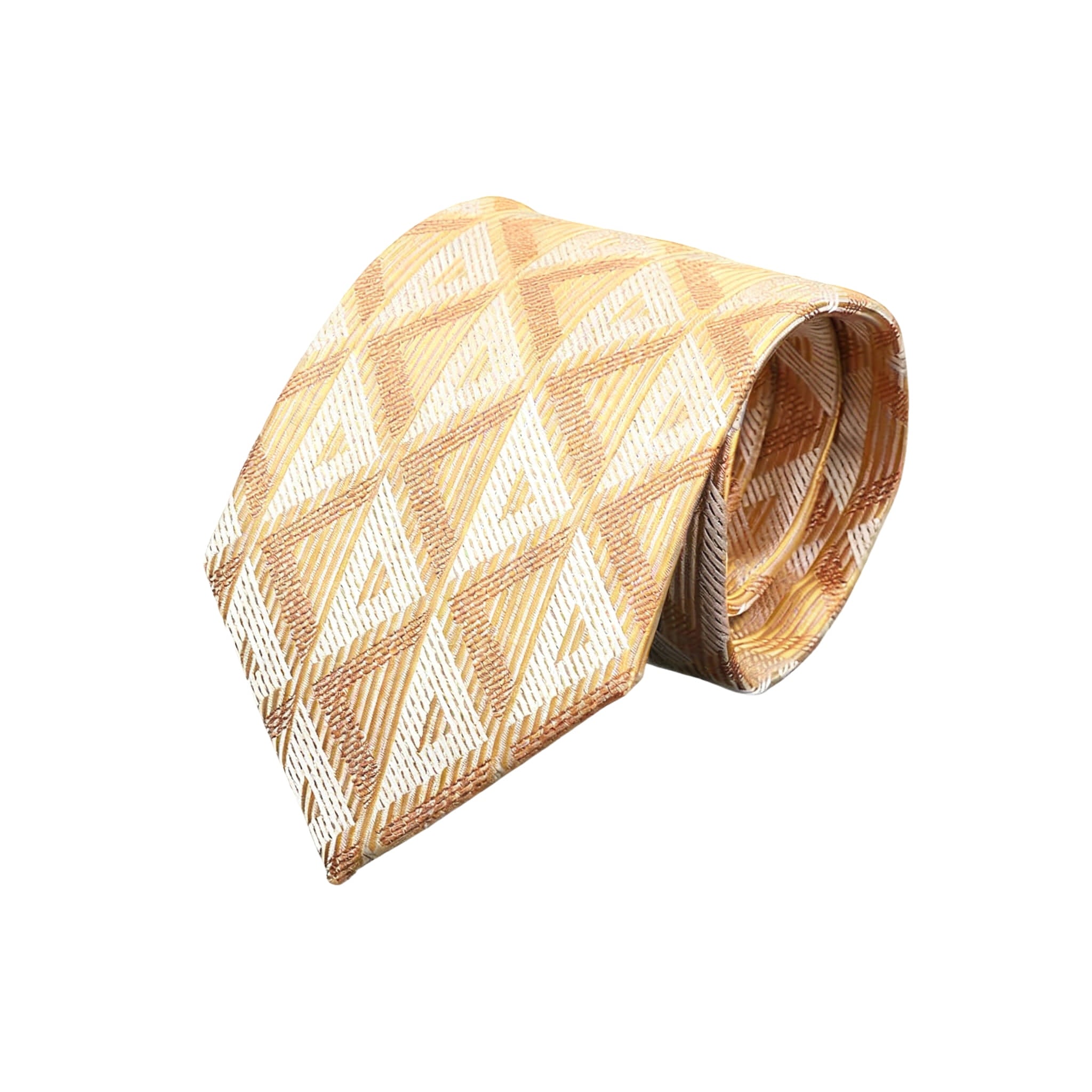 Gold White Geometric Necktie