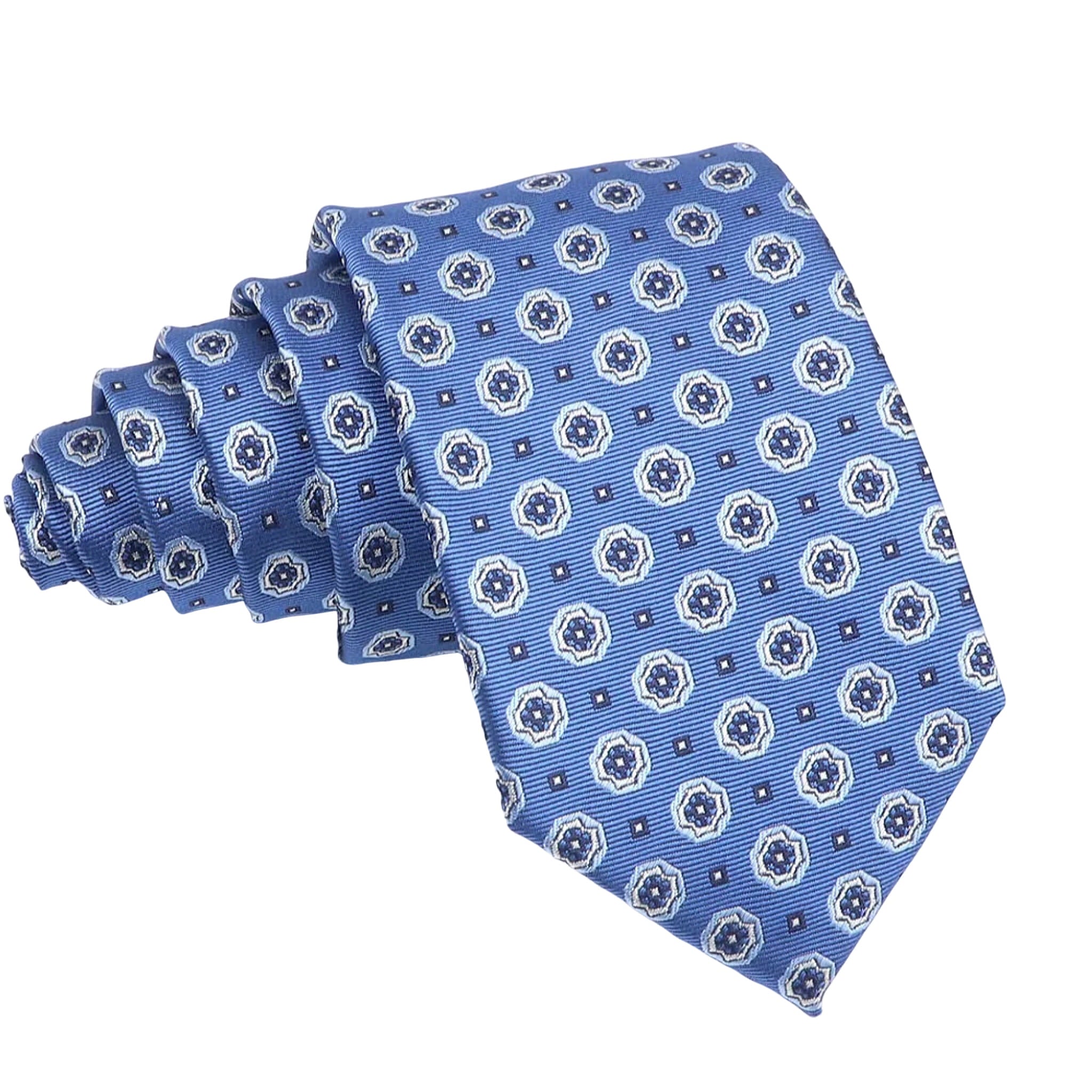 Blue White Geometric Necktie