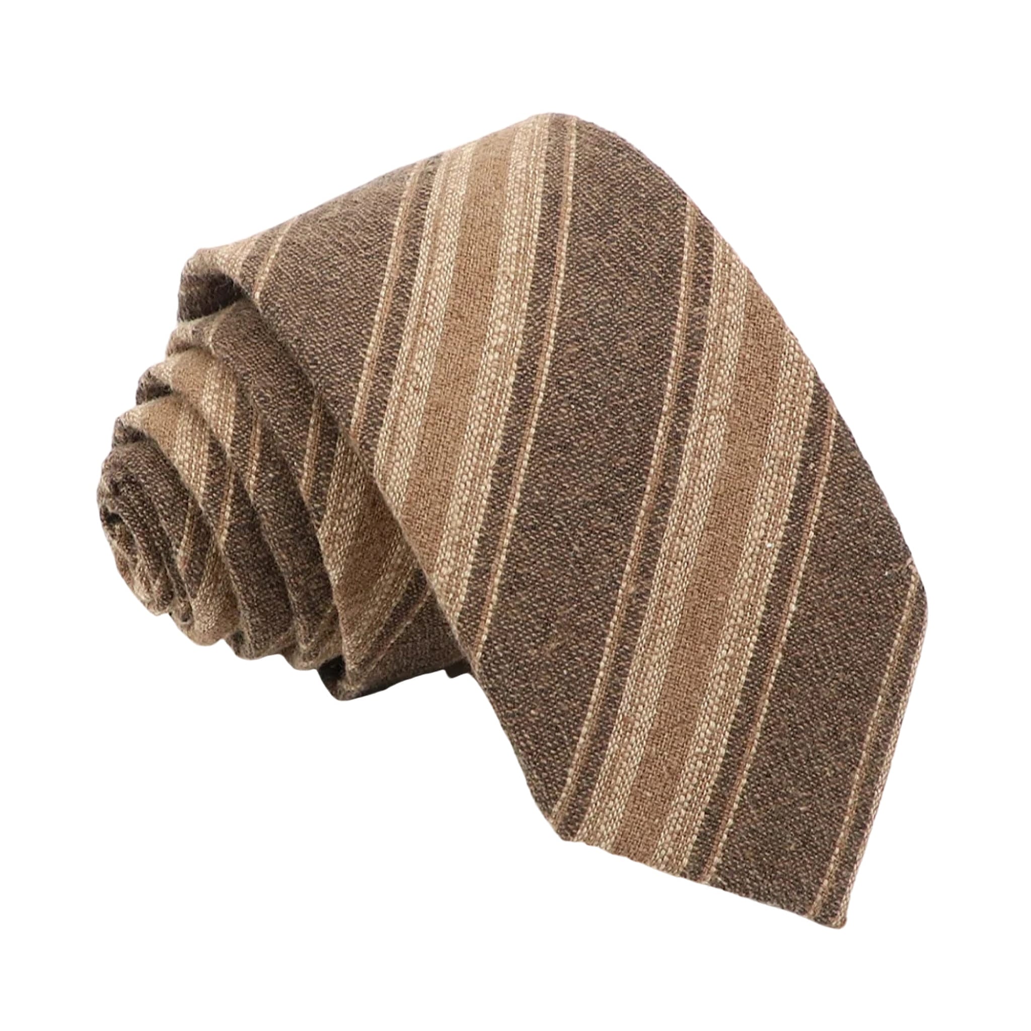 Brown Beige Striped Necktie