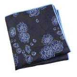 Black Blue Floral Pocket Square