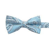 Light Blue White Paisley Bowtie
