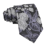 Black Silver Floral Necktie