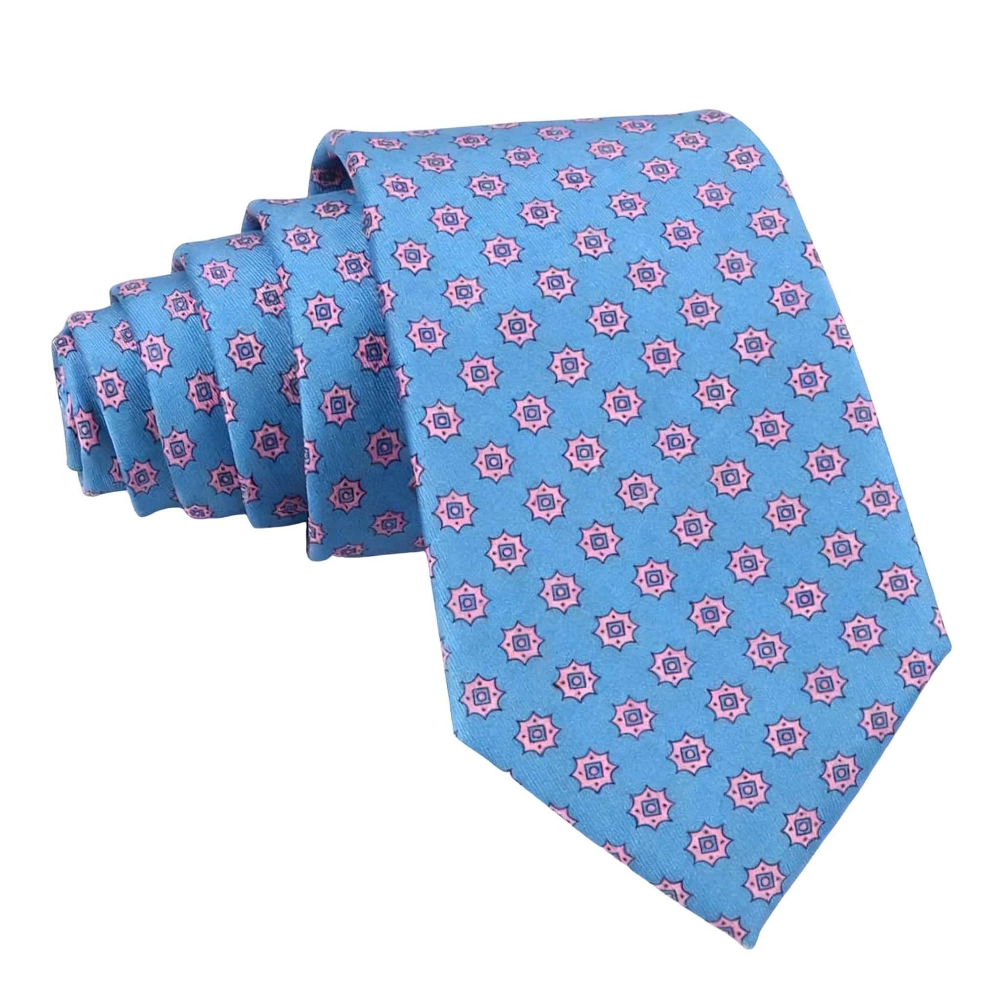 Blue Pink Geometric Necktie