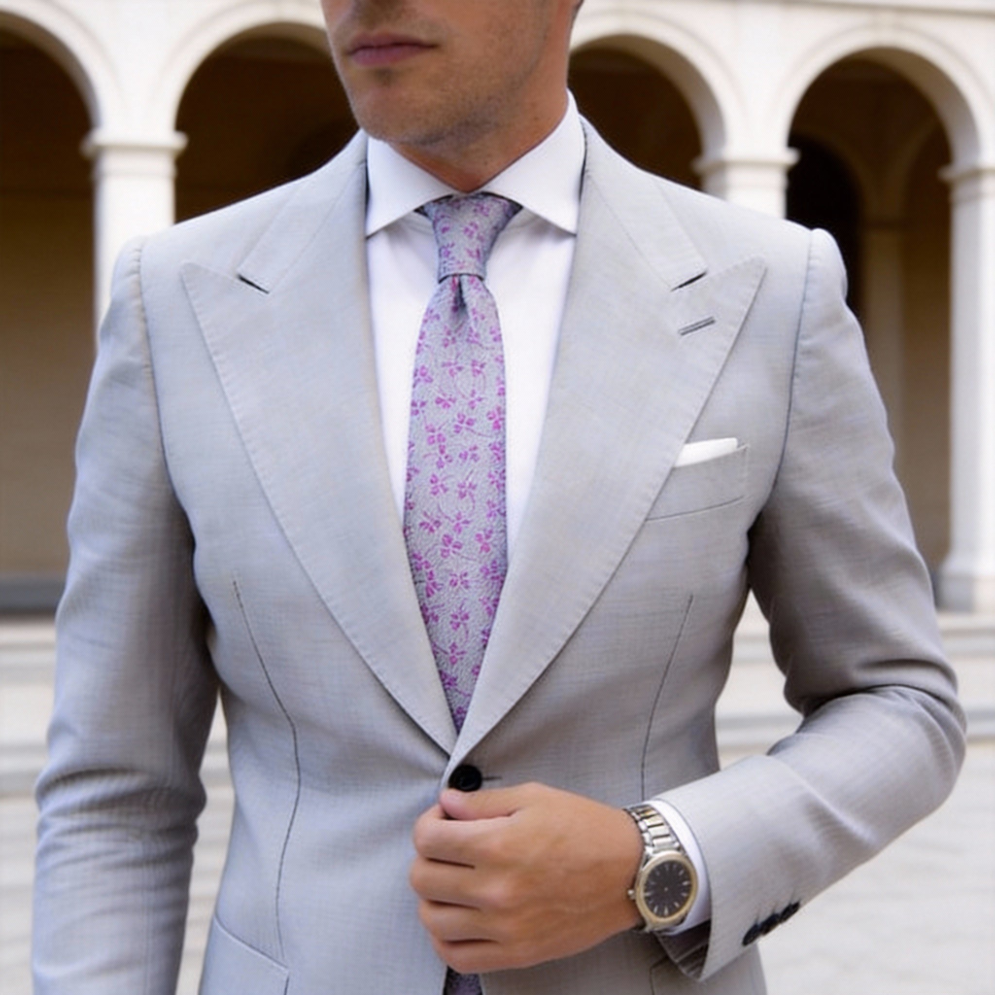 Light Purple With Small White Patterns Necktie