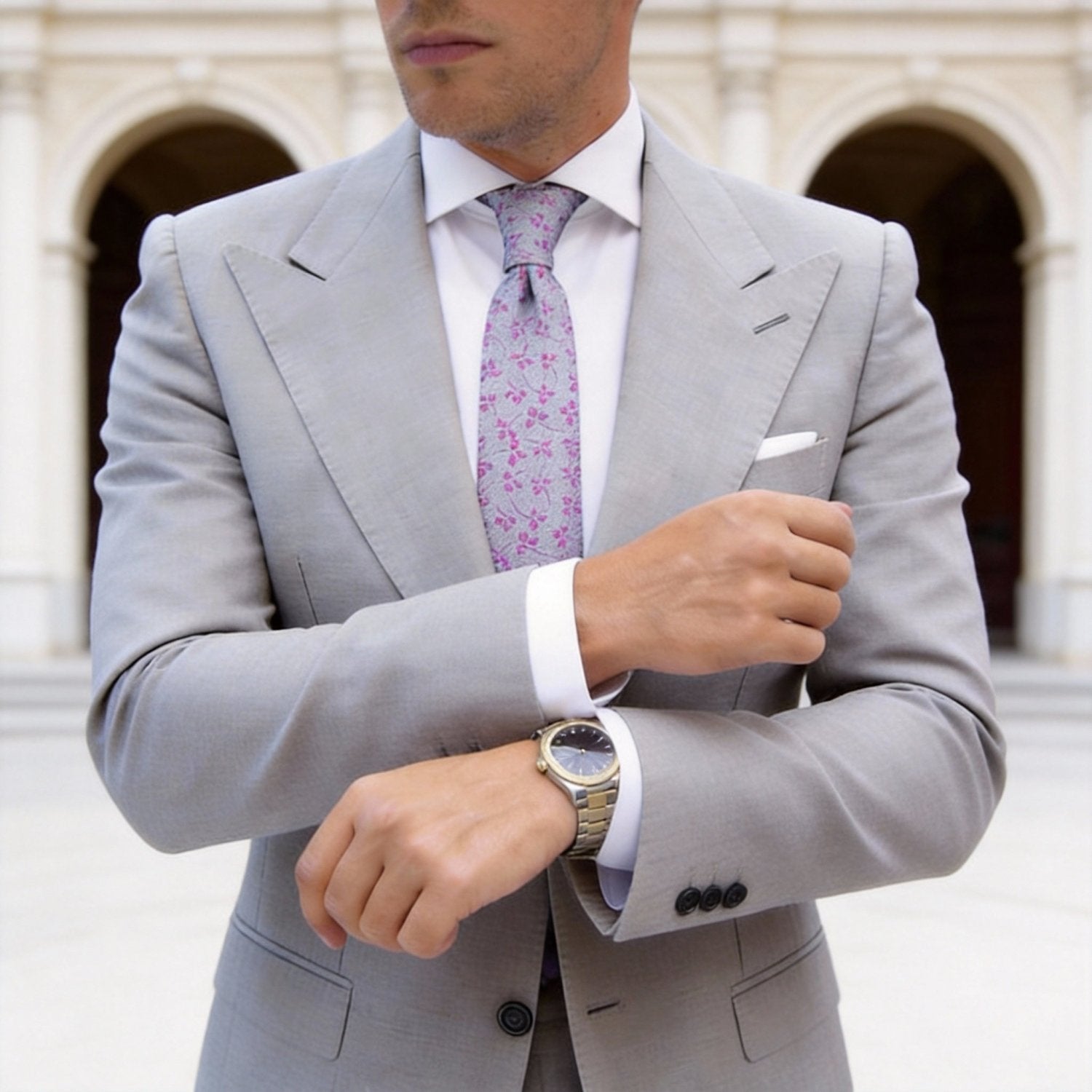 Light Purple With Small White Patterns Necktie