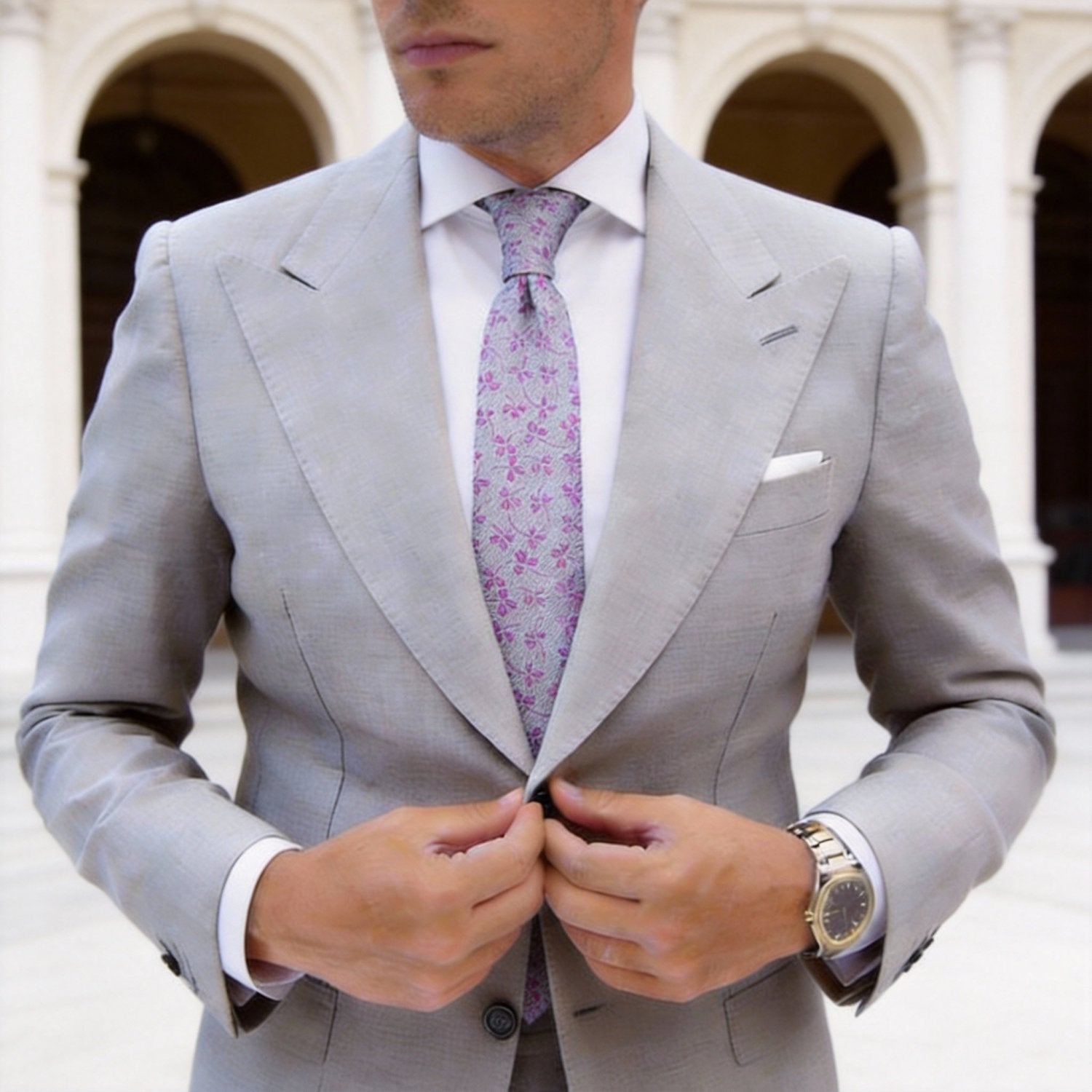 Light Purple With Small White Patterns Necktie