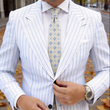 White with Black Geometric Patterns Necktie