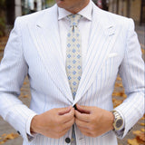 White with Black Geometric Patterns Necktie