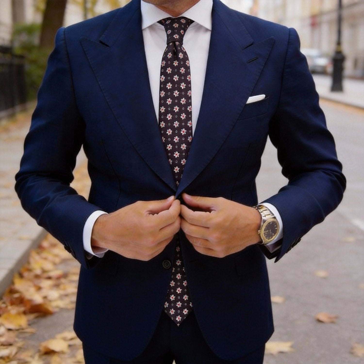 Dark Brown with White Check Necktie