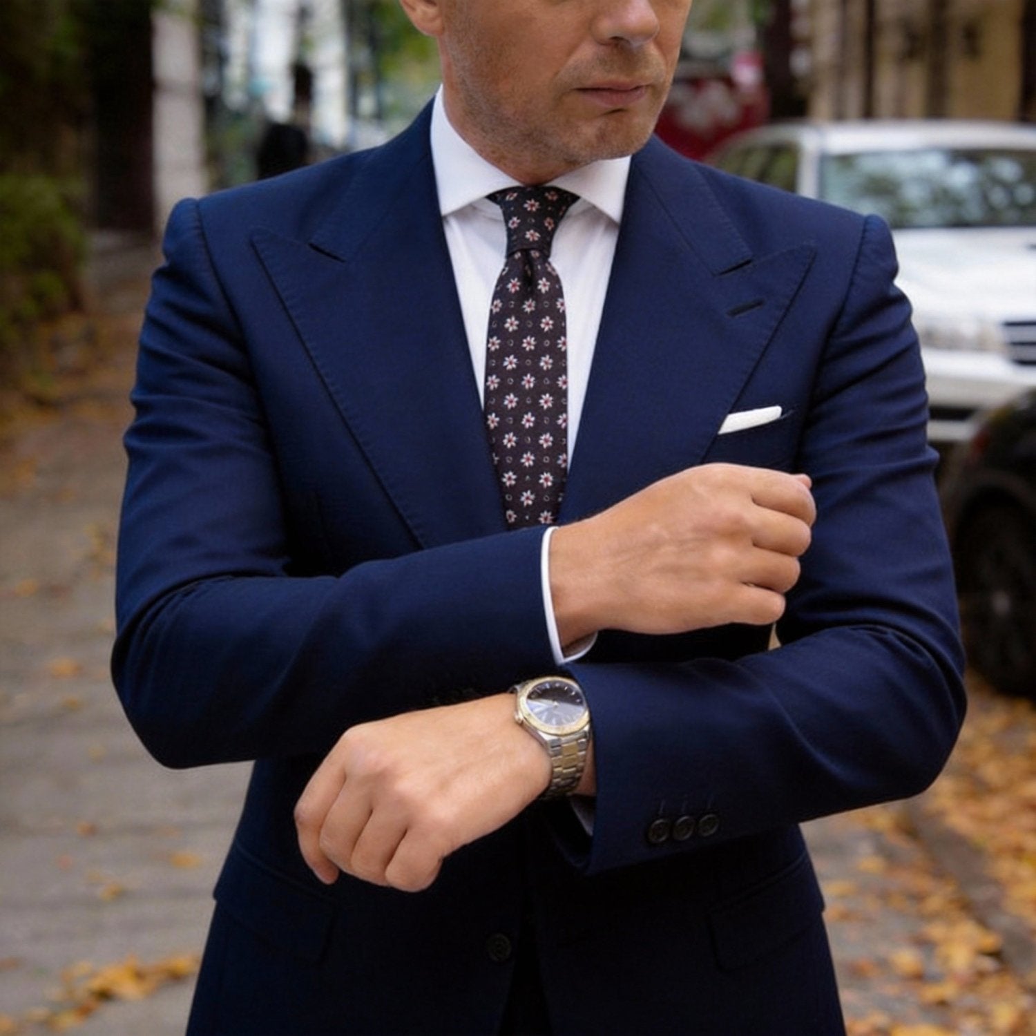 Dark Brown with White Check Necktie