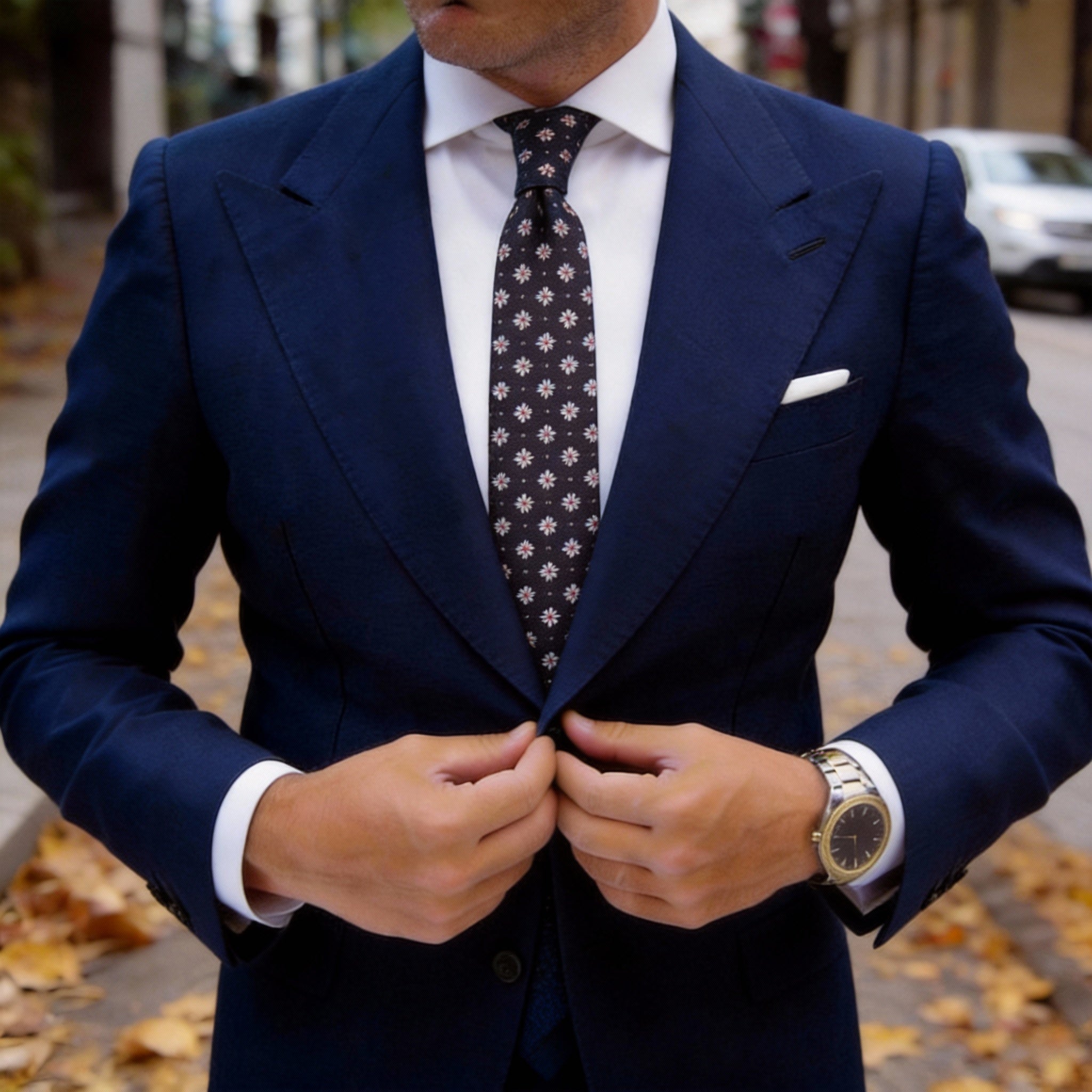 Dark Brown with White Check Necktie