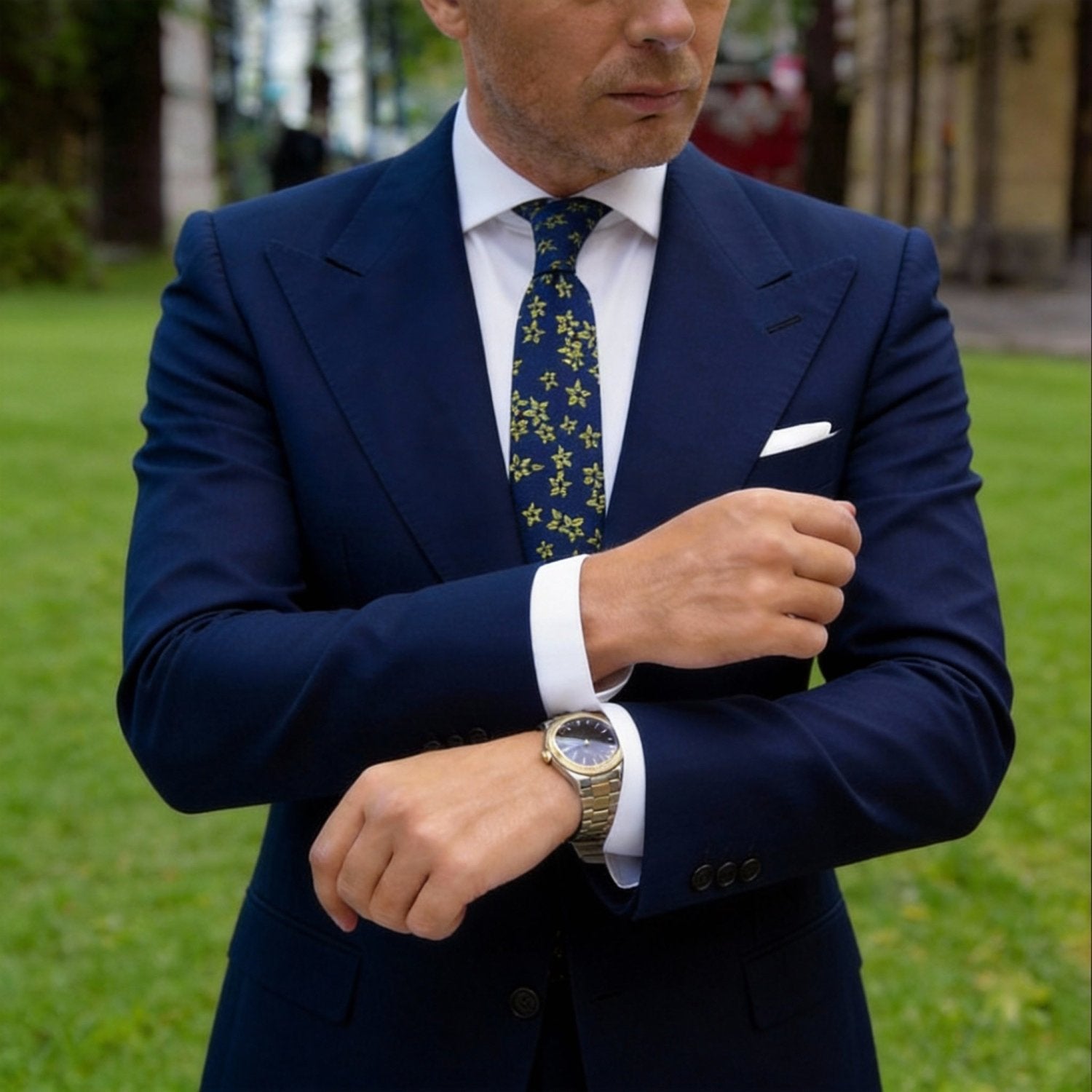 Dark Blue with White Polka Dots Necktie