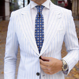 Navy Blue With White Abstract Necktie