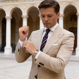 Dark Blue With White Red Striped Necktie