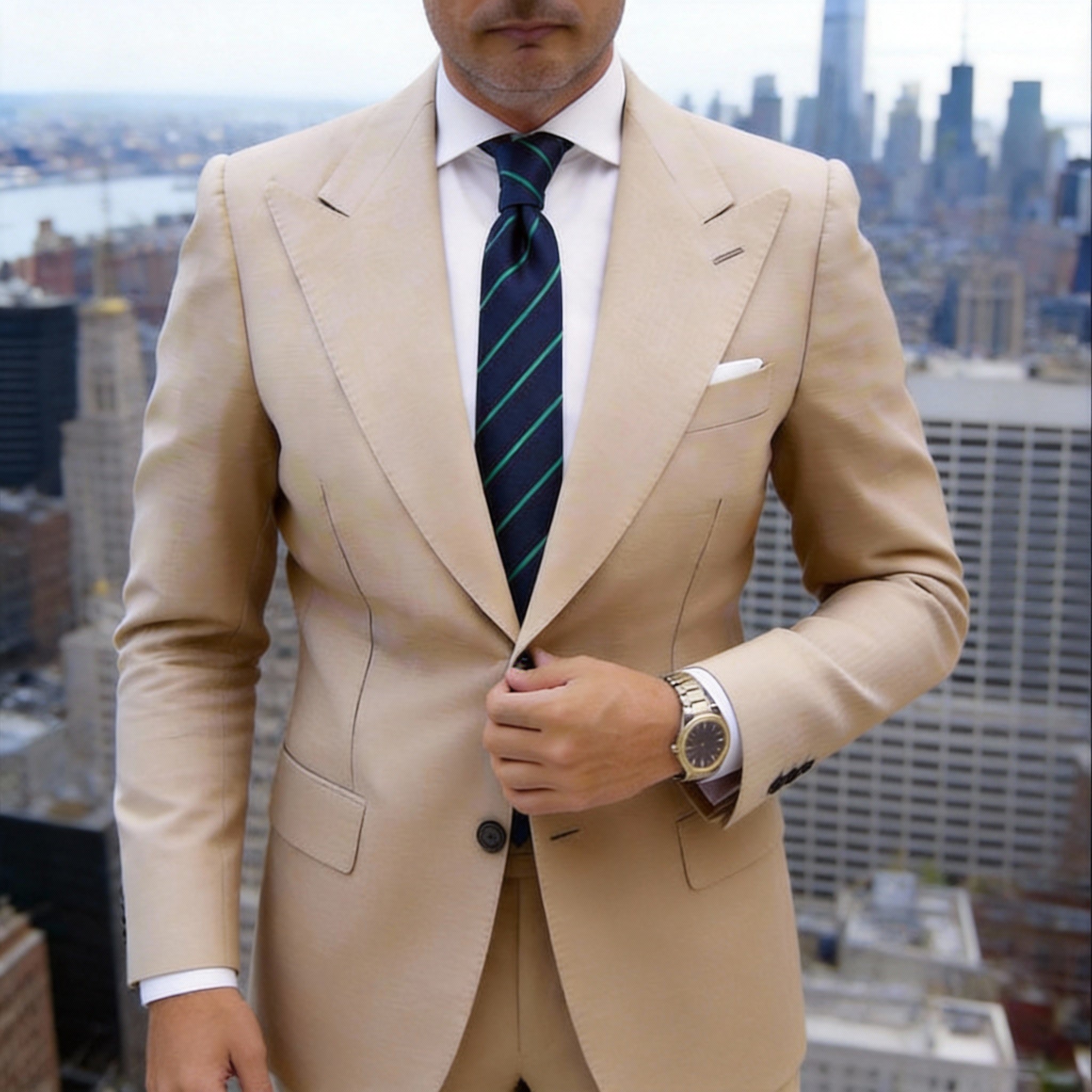 Blue With White Striped Necktie