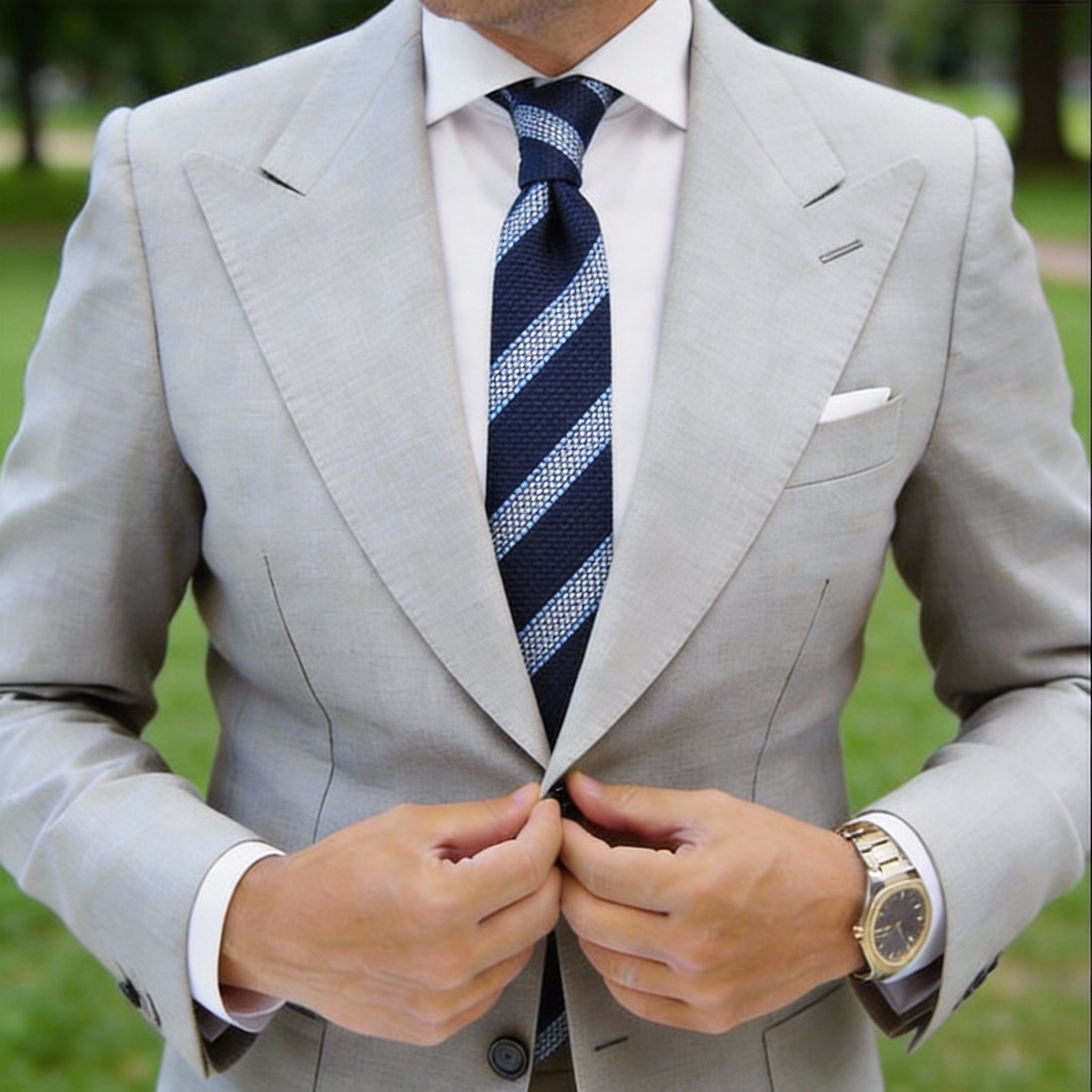 Blue With White Striped Necktie