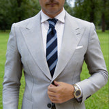 Blue With White Striped Necktie