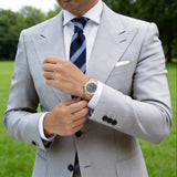 Blue With White Striped Necktie