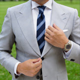 Blue With White Striped Necktie