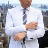 Gray With White Striped Necktie