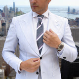 Gray With White Striped Necktie