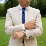 Blue Necktie With White Stripes