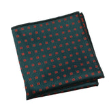 Dark Green Red Geometric Pocket Square