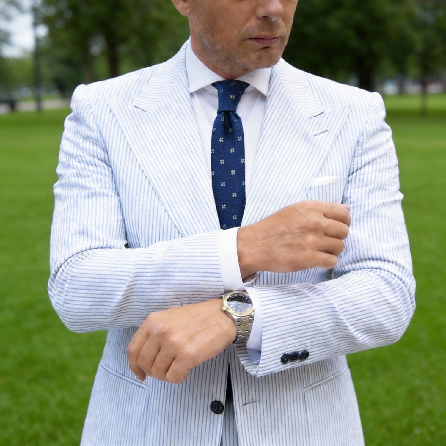 Dark Blue With White Polka Dot Necktie