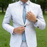Light Blue With White Geometric Pattern Necktie