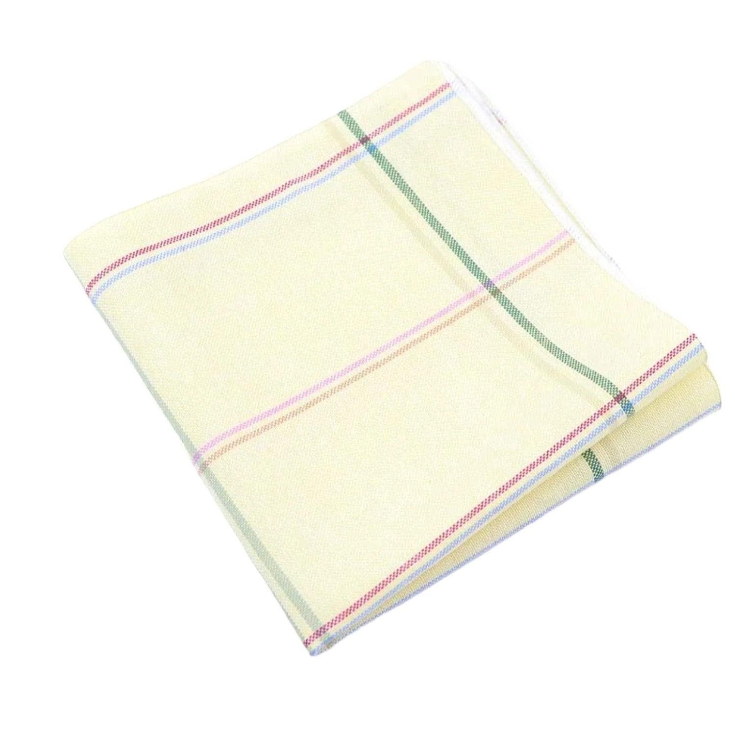 Light Yellow With Multicolor Stripes Pocket Square