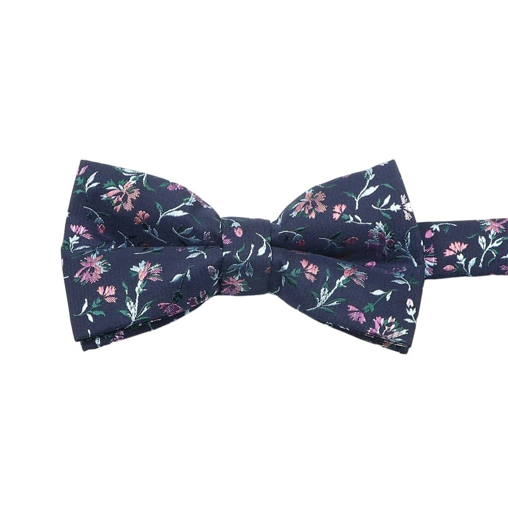 Navy Blue Pink Floral Bowtie