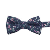 Navy Blue Pink Floral Bowtie